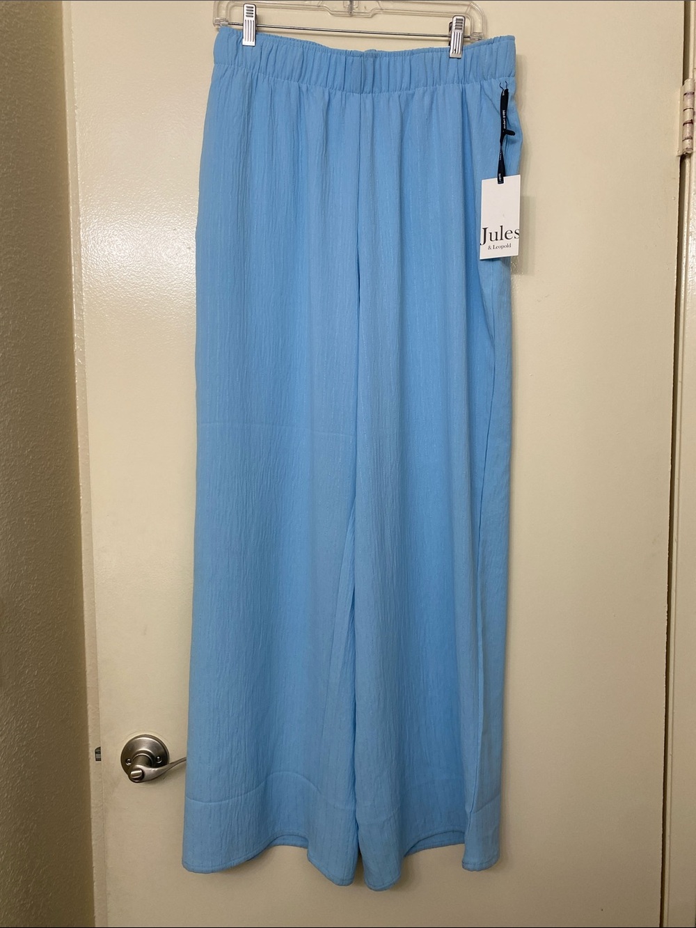 Sky Blue Wide-Leg Pull On Pants